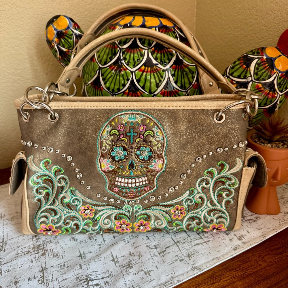 Montana West Sugar Skull Vegan Leather Handbag